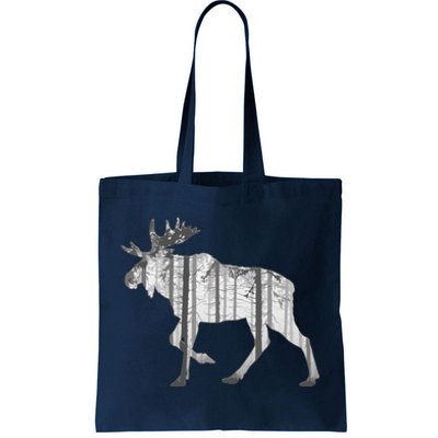 Moose Forest Silhouette Grey Style Tote Bag