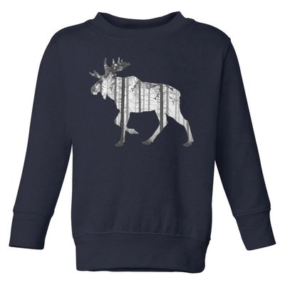 Moose Forest Silhouette Grey Style Toddler Sweatshirt