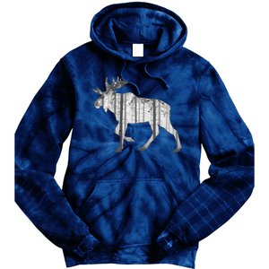 Moose Forest Silhouette Grey Style Tie Dye Hoodie