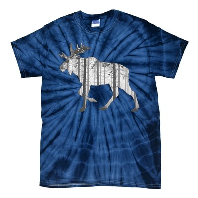 Moose Forest Silhouette Grey Style Tie-Dye T-Shirt