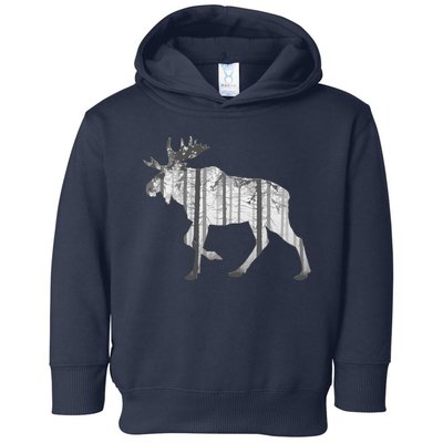 Moose Forest Silhouette Grey Style Toddler Hoodie