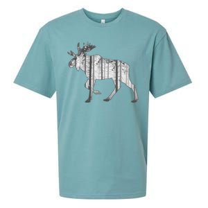 Moose Forest Silhouette Grey Style Sueded Cloud Jersey T-Shirt