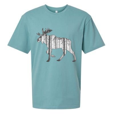 Moose Forest Silhouette Grey Style Sueded Cloud Jersey T-Shirt