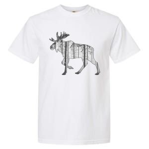 Moose Forest Silhouette Grey Style Garment-Dyed Heavyweight T-Shirt