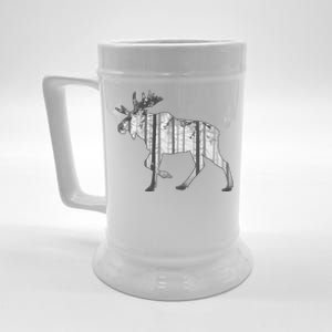 Moose Forest Silhouette Grey Style Beer Stein