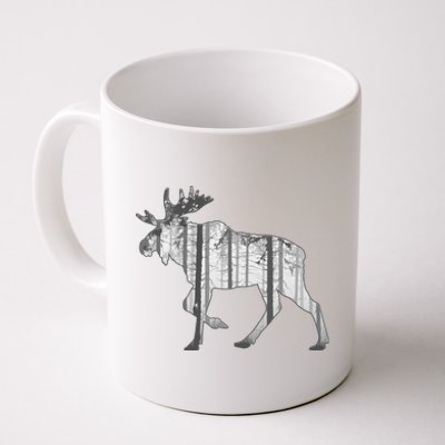 Moose Forest Silhouette Grey Style Coffee Mug