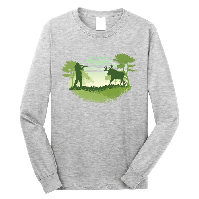 Moose Hunting Long Sleeve Shirt