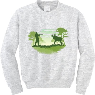 Moose Hunting Kids Sweatshirt