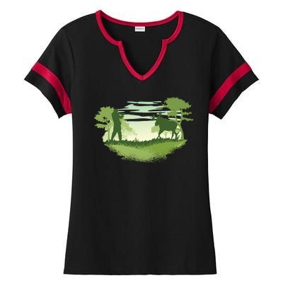 Moose Hunting Ladies Halftime Notch Neck Tee