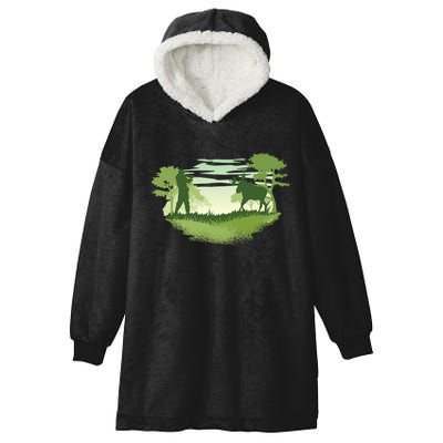 Moose Hunting Hooded Wearable Blanket
