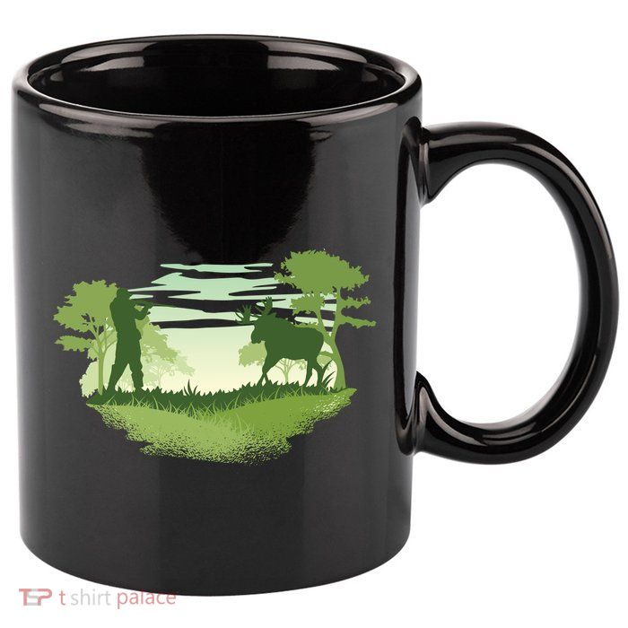 Moose Hunting 11oz C Handle Ceramic Mug