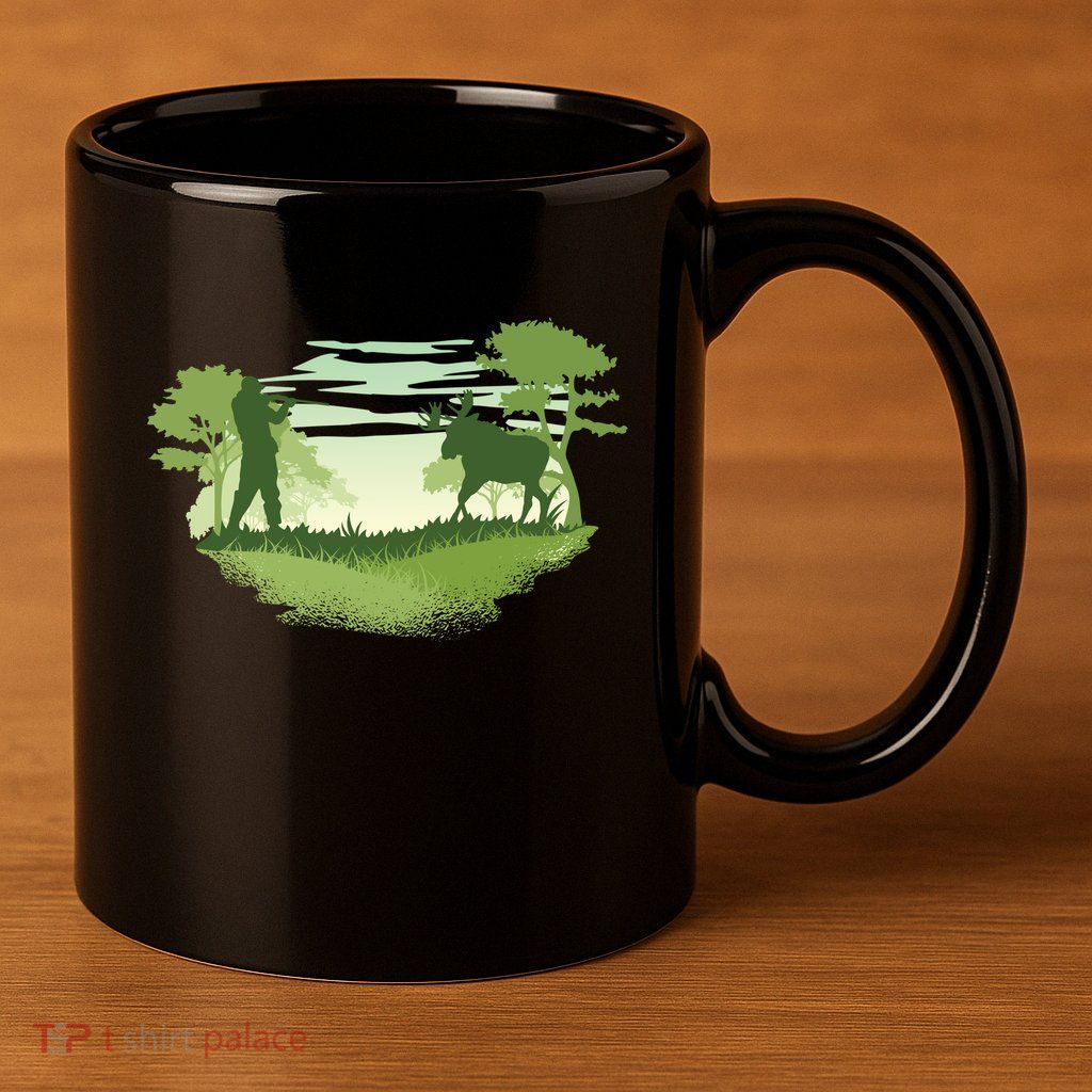 Moose Hunting 11oz C Handle Ceramic Mug
