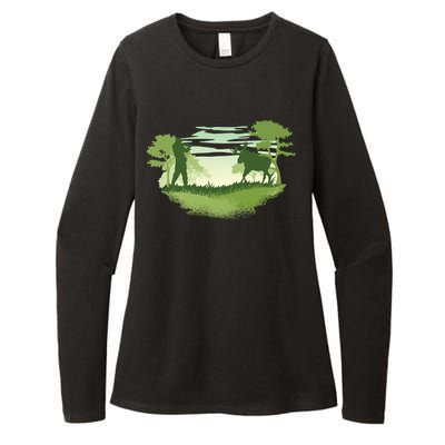 Moose Hunting Womens CVC Long Sleeve Shirt