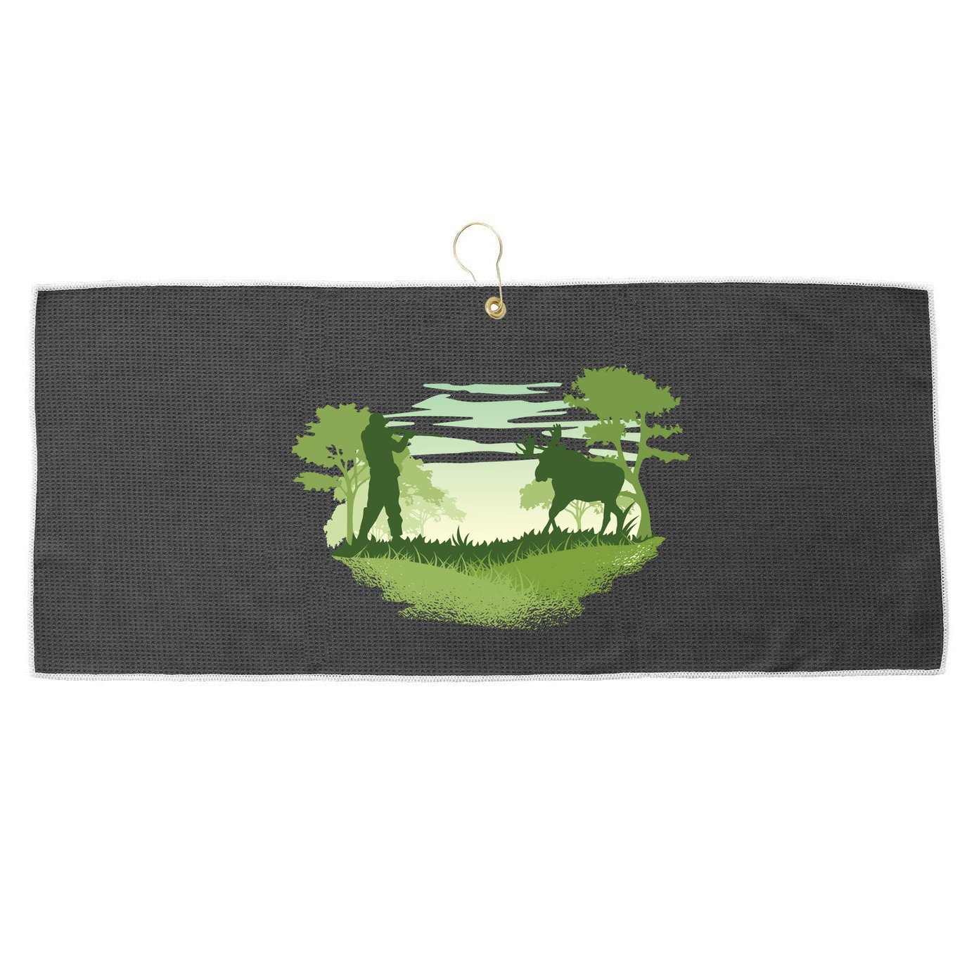 Moose Hunting Large Microfiber Waffle Golf Towel