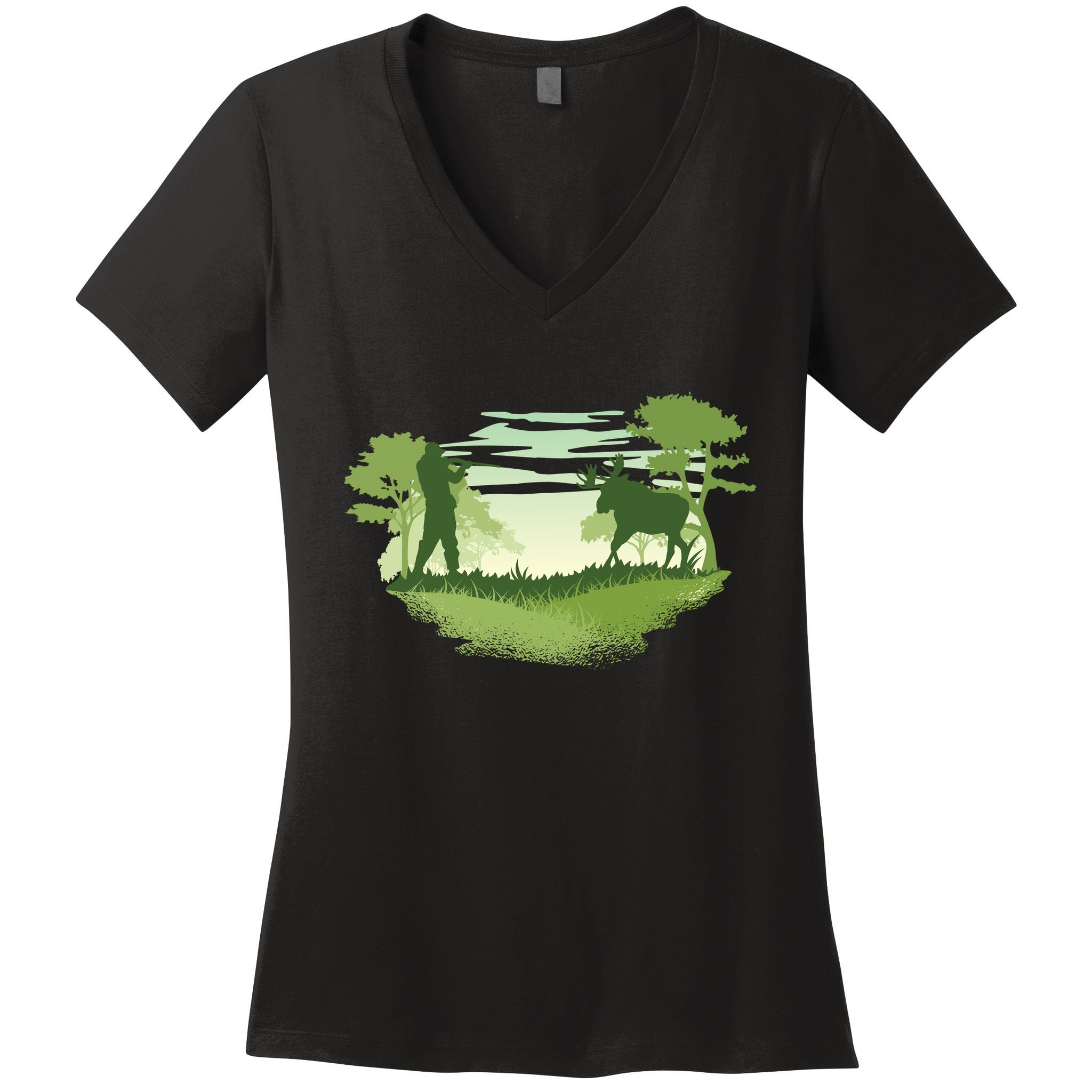 Moose Hunting Women's V-Neck T-Shirt
