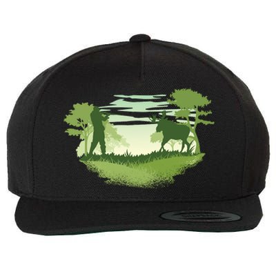 Moose Hunting Wool Snapback Cap