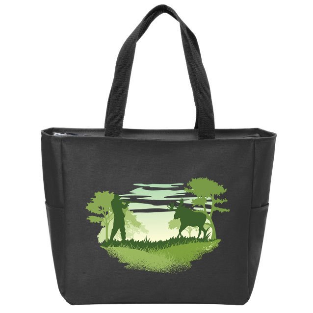 Moose Hunting Zip Tote Bag