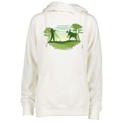 Moose Hunting Womens Funnel Neck Pullover Hood