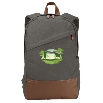 Moose Hunting Cotton Canvas Backpack