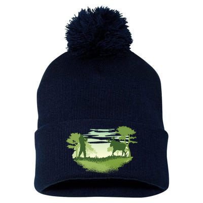 Moose Hunting Pom Pom 12in Knit Beanie