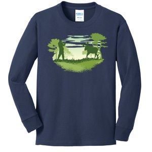 Moose Hunting Kids Long Sleeve Shirt