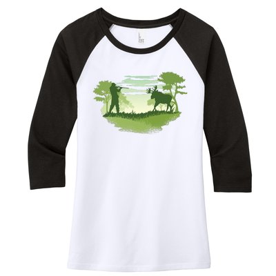 Moose Hunting Women's Tri-Blend 3/4-Sleeve Raglan Shirt