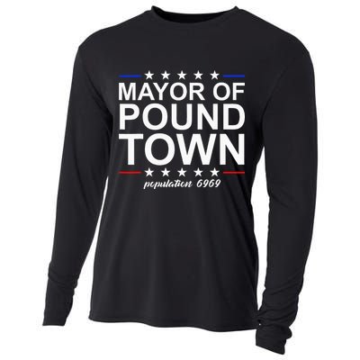 Mayor Of Pound Town Funny Adult Humor Pound Town Cooling Performance Long Sleeve Crew