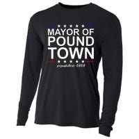 Mayor Of Pound Town Funny Adult Humor Pound Town Cooling Performance Long Sleeve Crew