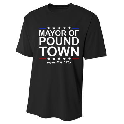 Mayor Of Pound Town Funny Adult Humor Pound Town Performance Sprint T-Shirt