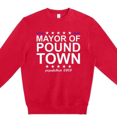 Mayor Of Pound Town Funny Adult Humor Pound Town Premium Crewneck Sweatshirt