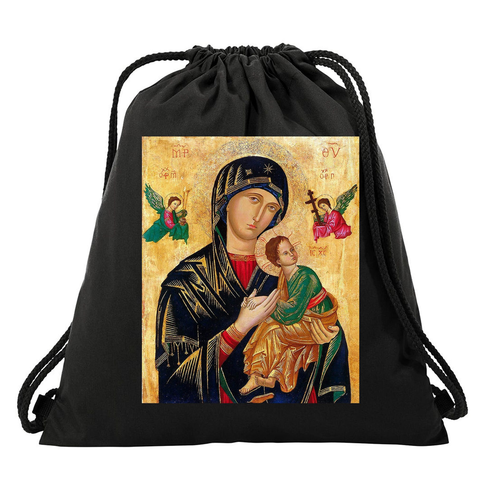 Mother Of Perpetual Help Drawstring Bag