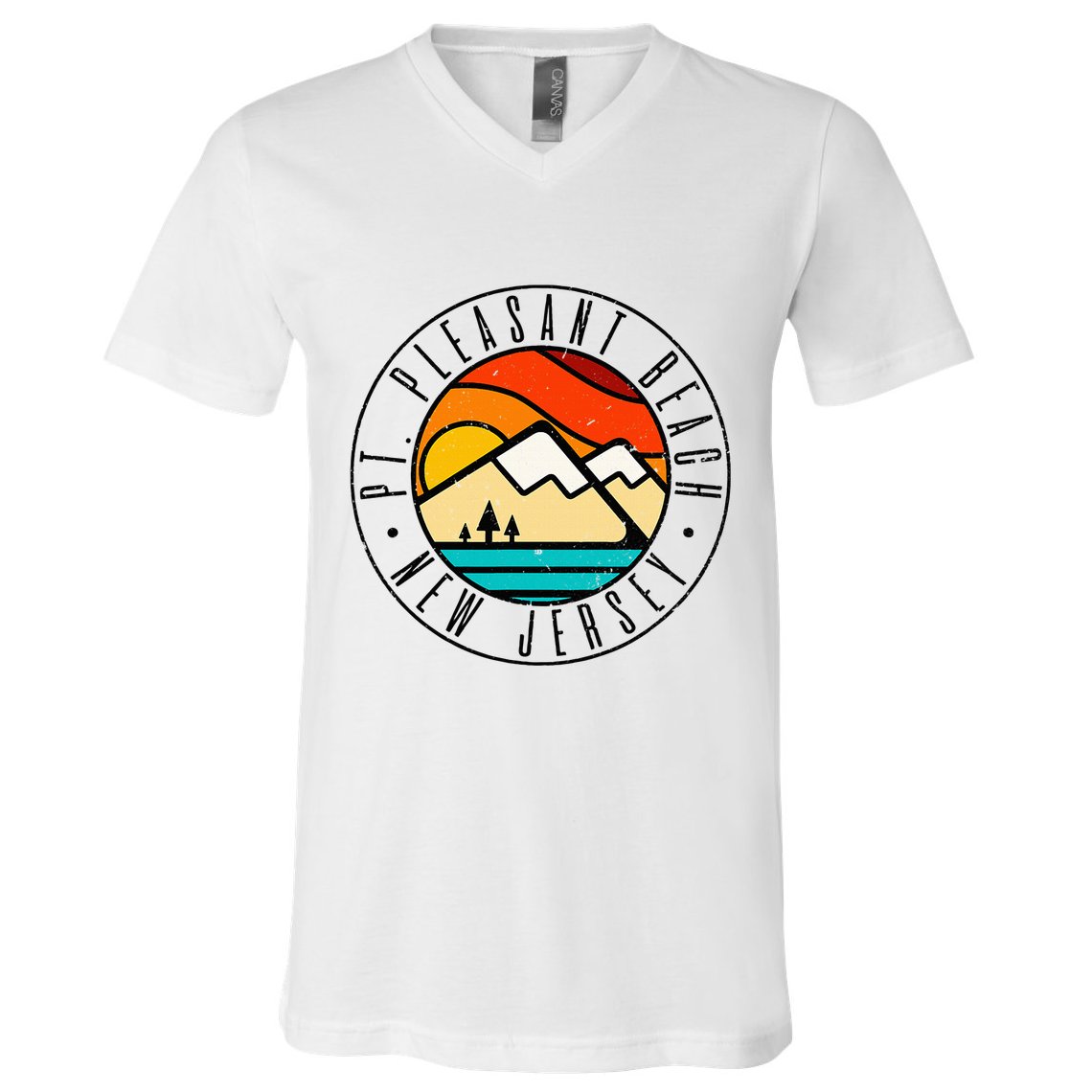 Minimalist Outdoors Pt. Pleasant Beach Point New Jersey Nj V-Neck T-Shirt