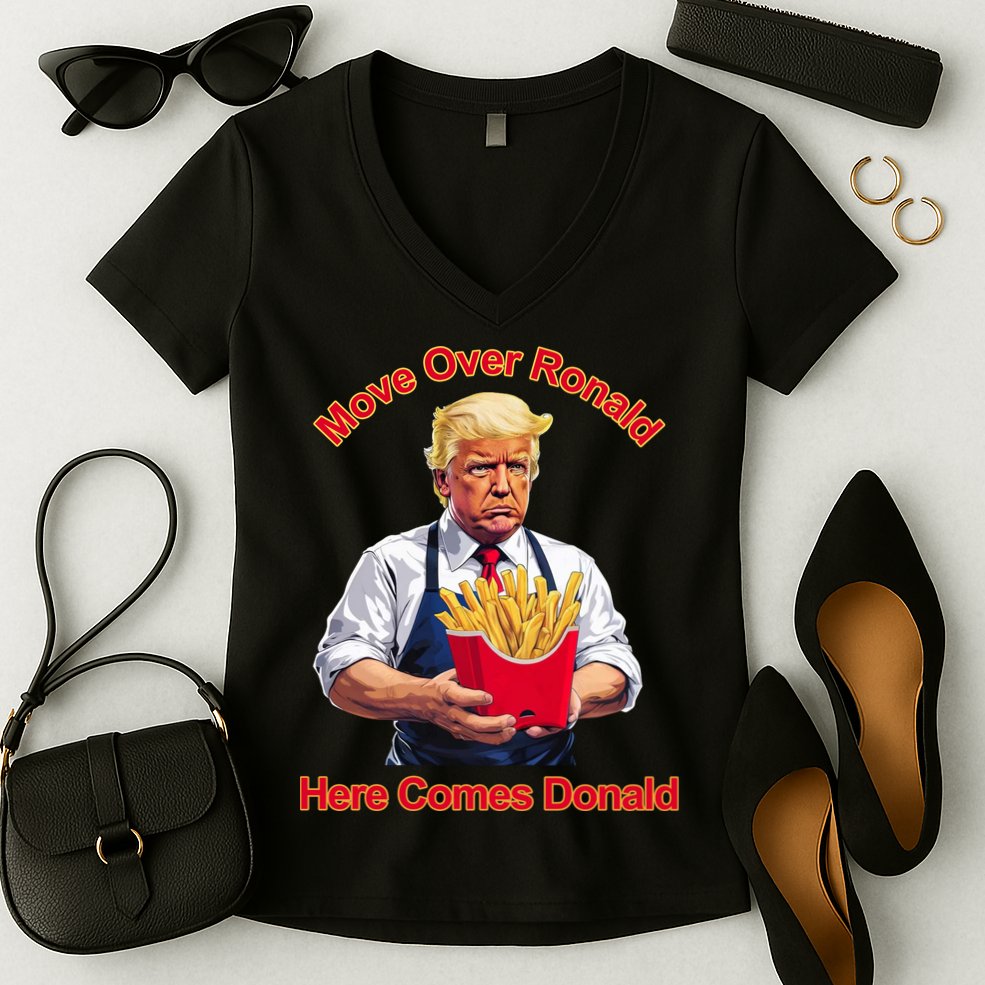 Move Over Ronald Heres Comes Donald Women's V-Neck T-Shirt