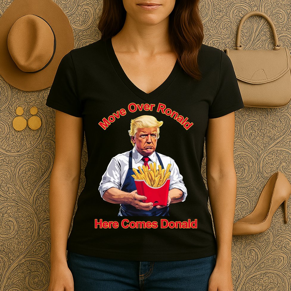 Move Over Ronald Heres Comes Donald Women's V-Neck T-Shirt