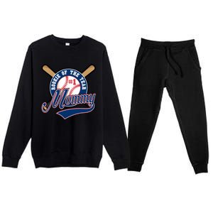 Mommy Of Rookie 1st Birthday Baseball Theme Matching Party Gift Premium Crewneck Sweatsuit Set