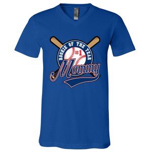 Mommy Of Rookie 1st Birthday Baseball Theme Matching Party Gift V-Neck T-Shirt