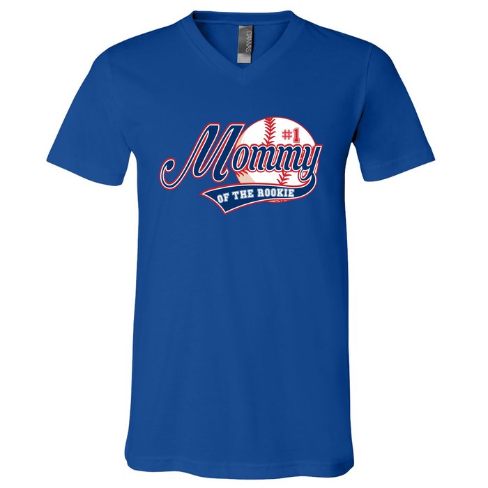 Mommy Of Rookie 1st Birthday Baseball Theme Matching Party Gift V-Neck T-Shirt