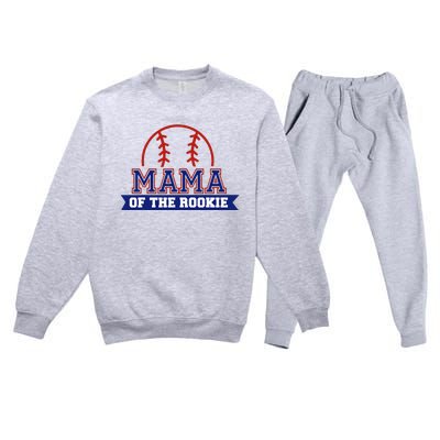 Mama Of Rookie 1st Birthday Baseball Theme Matching Party Premium Crewneck Sweatsuit Set