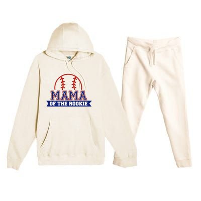 Mama Of Rookie 1st Birthday Baseball Theme Matching Party Premium Hooded Sweatsuit Set