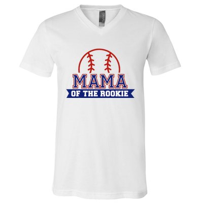 Mama Of Rookie 1st Birthday Baseball Theme Matching Party V-Neck T-Shirt