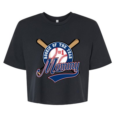 Mommy of Rookie 1st Birthday Baseball Theme Matching Party Bella+Canvas Jersey Crop Tee