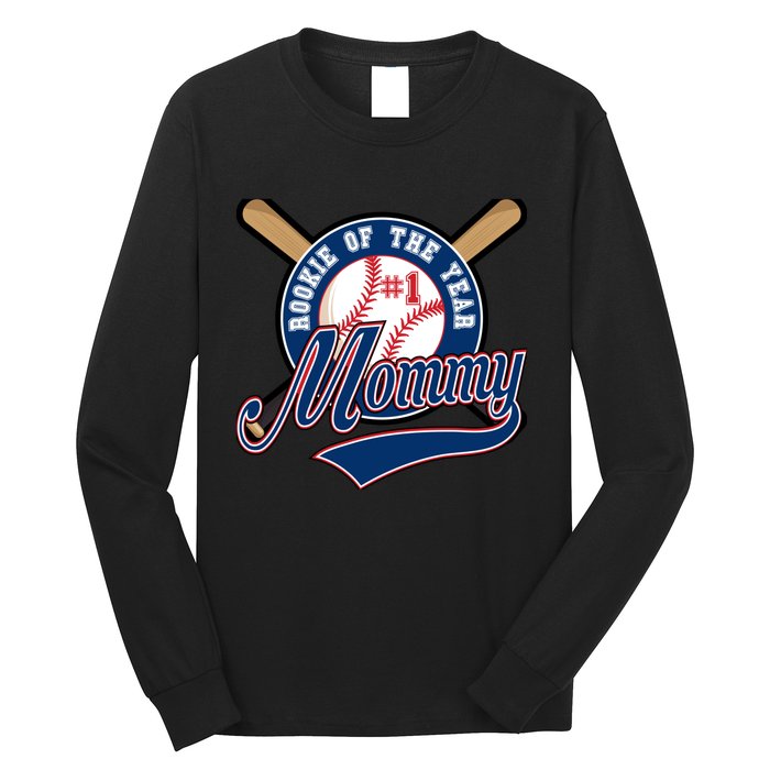 Mommy of Rookie 1st Birthday Baseball Theme Matching Party Long Sleeve Shirt