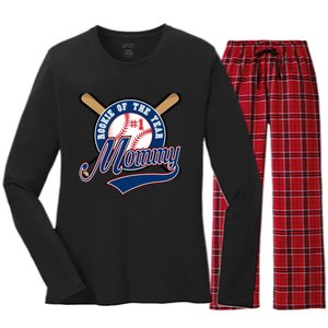 Mommy of Rookie 1st Birthday Baseball Theme Matching Party Women's Long Sleeve Flannel Pajama Set 