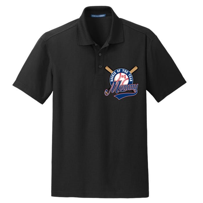 Mommy of Rookie 1st Birthday Baseball Theme Matching Party Dry Zone Grid Polo