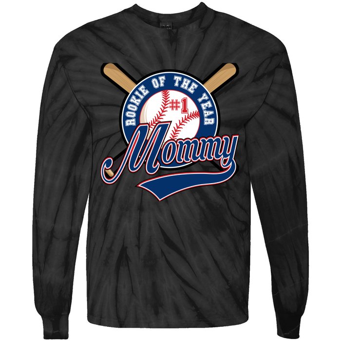 Mommy of Rookie 1st Birthday Baseball Theme Matching Party Tie-Dye Long Sleeve Shirt