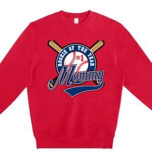 Mommy of Rookie 1st Birthday Baseball Theme Matching Party Premium Crewneck Sweatshirt