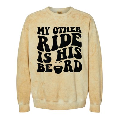 My Other Ride Is His Beard Retro Groovy Colorblast Crewneck Sweatshirt