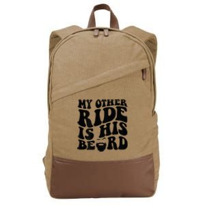 My Other Ride Is His Beard Retro Groovy Cotton Canvas Backpack