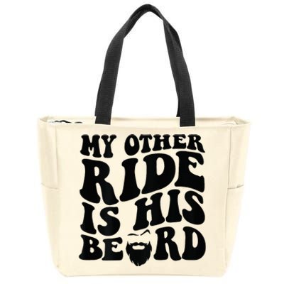 My Other Ride Is His Beard Retro Groovy Zip Tote Bag