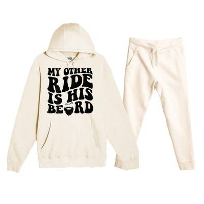 My Other Ride Is His Beard Retro Groovy Premium Hooded Sweatsuit Set